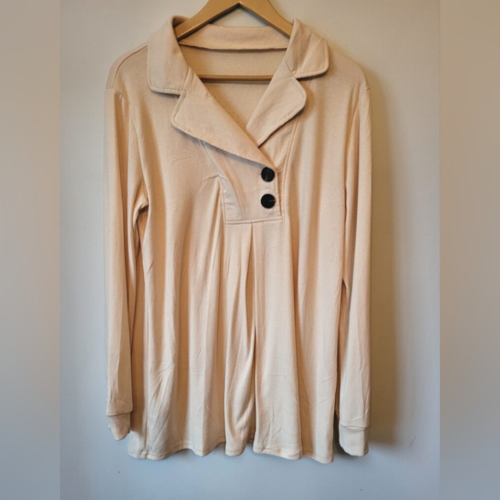 Super Soft Women's Cream Button-Up Top